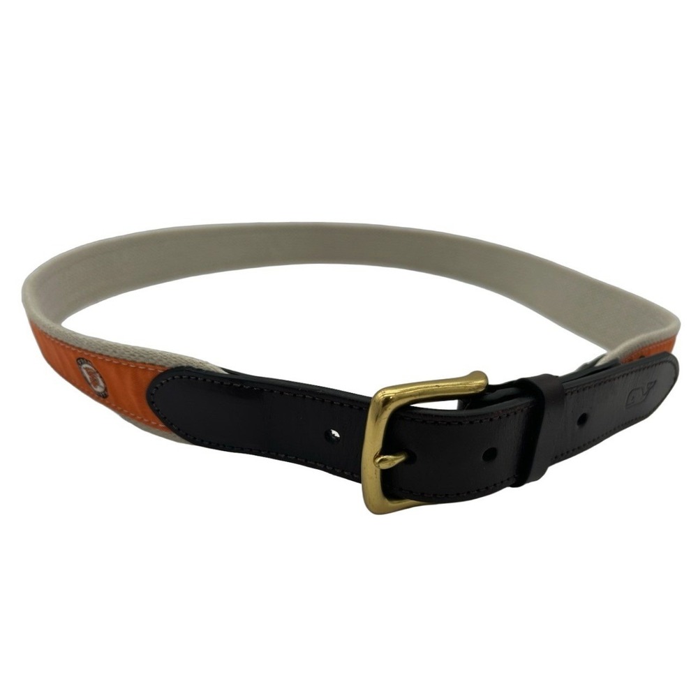 Vineyard Vines Belt Men's Size 42 Orange SF Giants Canvas Leather USA